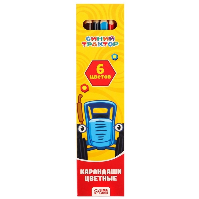 Цветные карандаши, 6 цветов, трехгранные, Синий трактор Цветные карандаши, 6 цветов, трехгранные, Синий трактор
