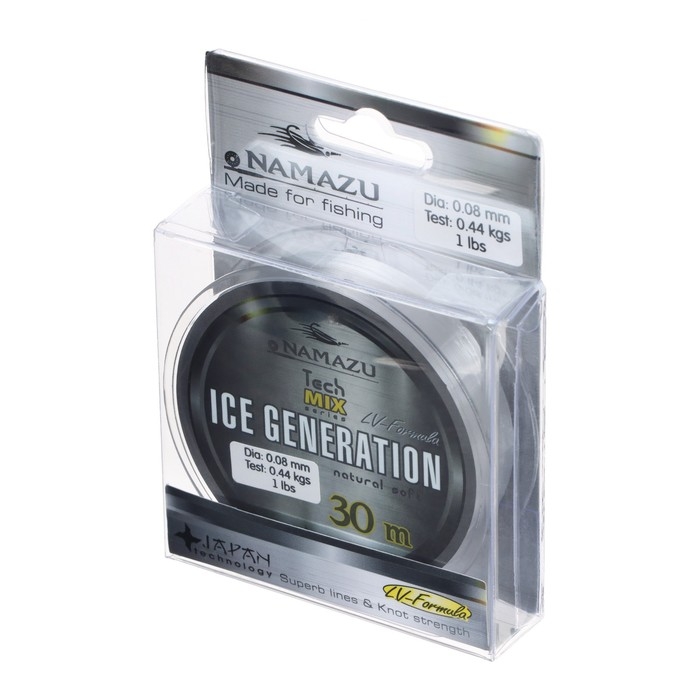 Леска Namazu Ice Generation, диаметр 0.08 мм, тест 0.44 кг, 30 м, прозрачная Леска Namazu Ice Generation, диаметр 0.08 мм, тест 0.44 кг, 30 м, прозрачная