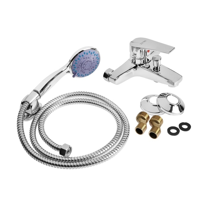 Смеситель для ванны ZEIN Z3840, однорычажный, душевой набор, лейка 5 режимов, хром Смеситель для ванны ZEIN Z3840, однорычажный, душевой набор, лейка 5 режимов, хром