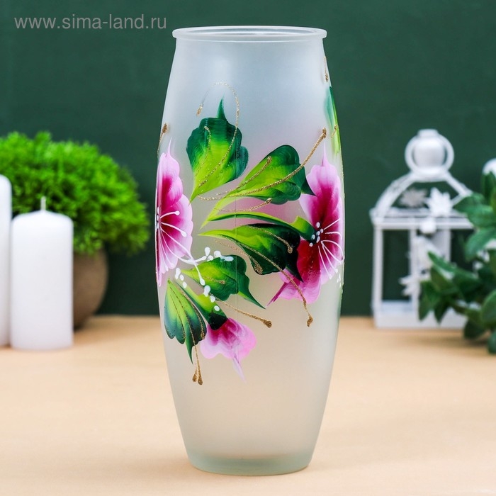 Ваза Ваза "Огонек" роспись на матовом стекле, d-7; 10х23 см