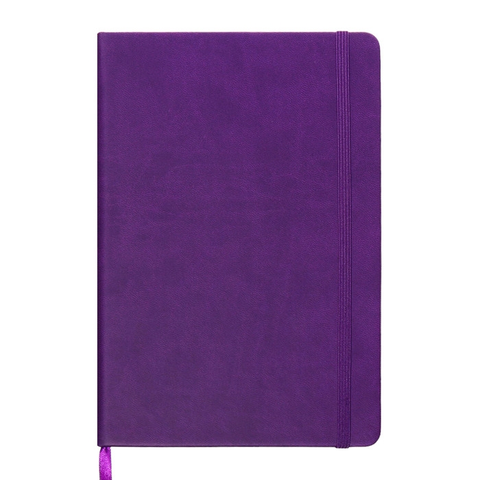 Ежедневник недатированный A5, 140л, клетка, кожзам, на резинке, синий срез, Фиолетовый Ежедневник недатированный A5, 140л, клетка, кожзам, на резинке, синий срез, Фиолетовый