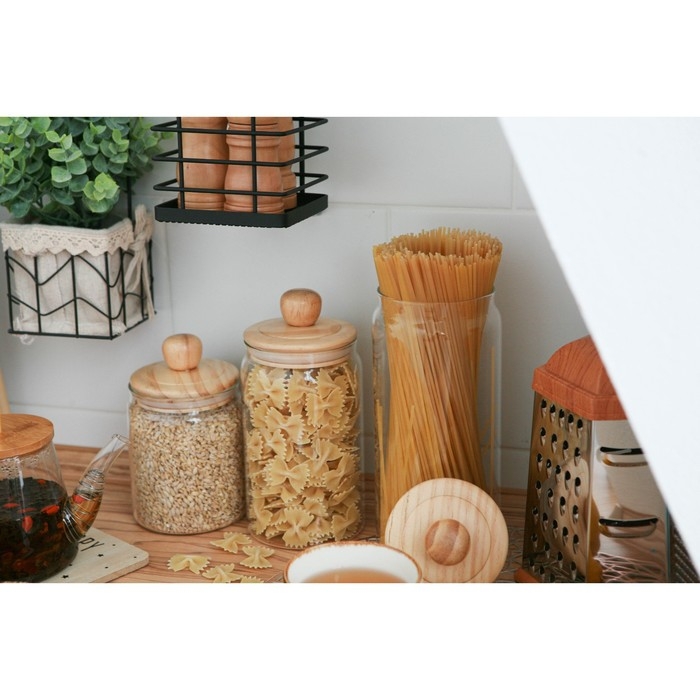 Банка стеклянная для хранения сыпучих продуктов Bella Tenero «Эко», 1,4 л, 10×25,5 см, с бамбуковой крышкой Банка стеклянная для хранения сыпучих продуктов Bella Tenero «Эко», 1,4 л, 10×25,5 см, с бамбуковой крышкой