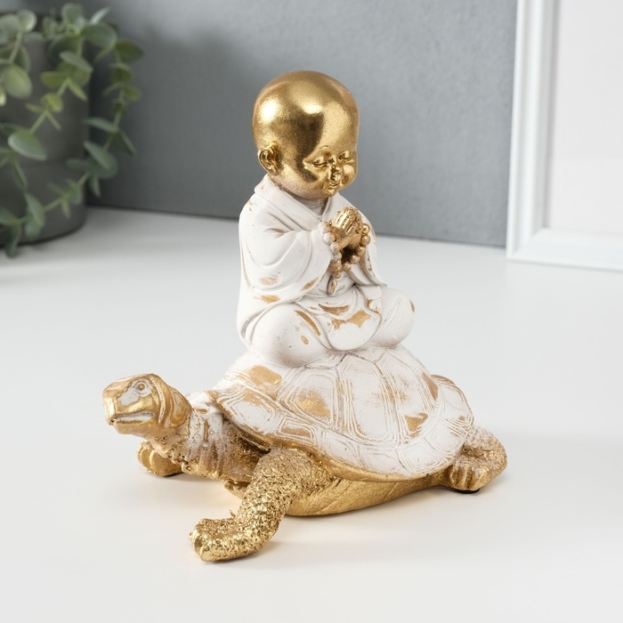 Сувенир полистоун  Сувенир полистоун "Маленький Будда на черепахе" 17х11х17 см
