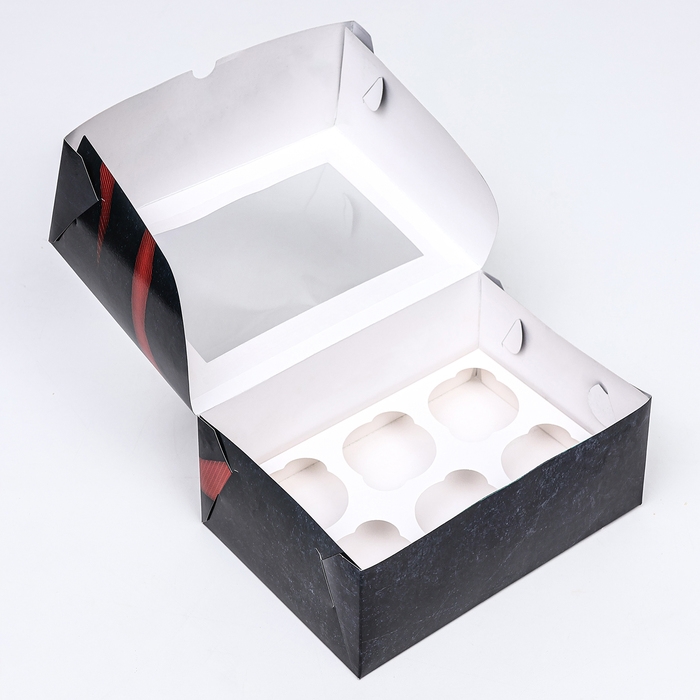 Упаковка на 6 капкейков с окном ,  Упаковка на 6 капкейков с окном , "Самому смелому", 25 х 17 х 10 см