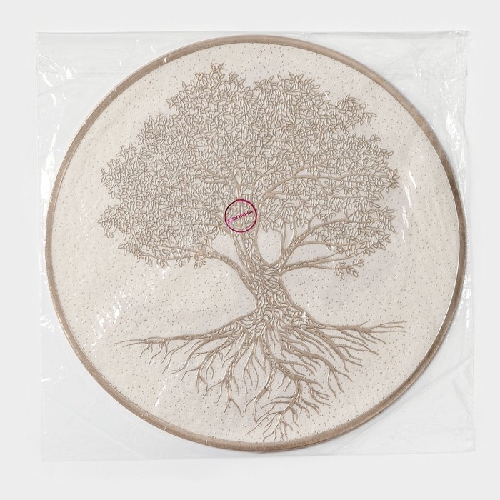 Салфетки сервировочные на стол Доляна &laquo;Древо&raquo;, 2 шт, d=38 см, цвет бежевый