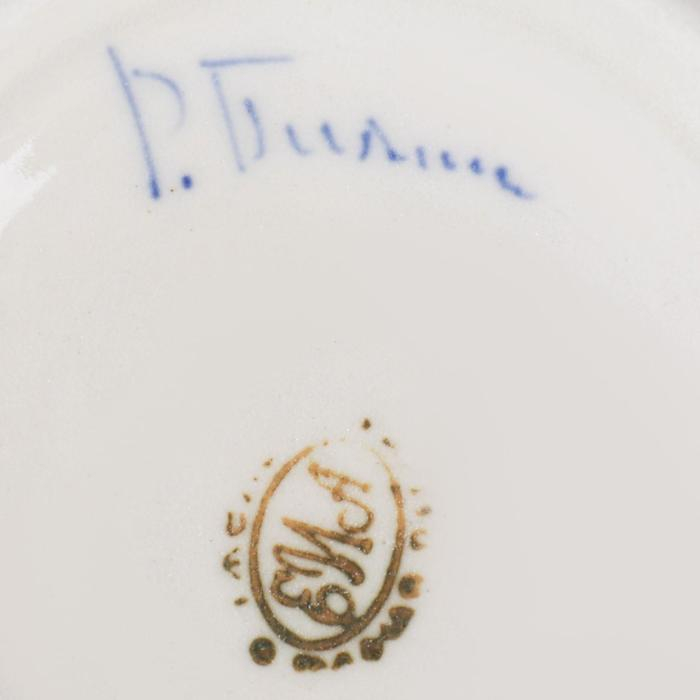 Конфетница "Бабочка", 0,5 л, 8х16 см, гжель, фарфор