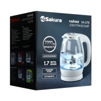 Чайник электрический Sakura SA-2715R, стекло, 1.7 л, 2200 Вт, красный