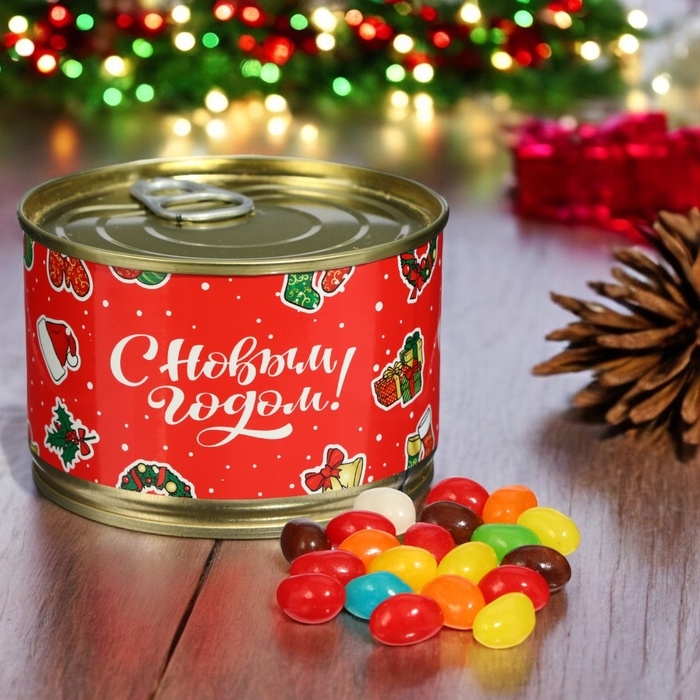 Новый год. Мармеладные бобы  Новый год. Мармеладные бобы "С 2025 годом!", в консервной банке, 100 г