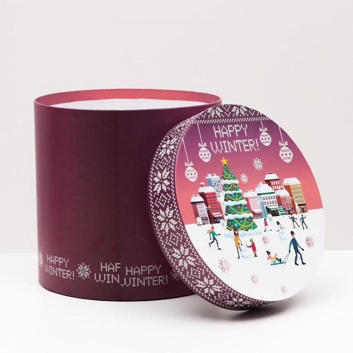 Набор круглых коробок 5 в 1 "Вязаный 2", 23 х 23 х 25 - 15 х 15 х 15 см