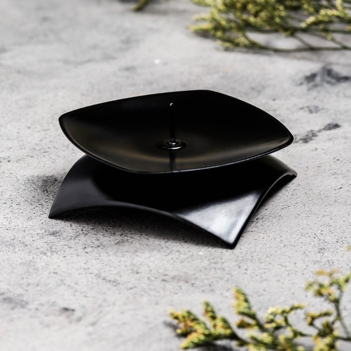 Подсвечник  Подсвечник "Кварта Н" металл на 1 свечу,  9,5х3 см, черный