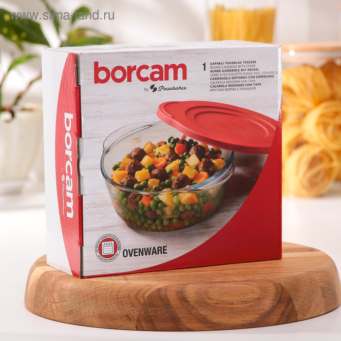 Кастрюля из жаропрочного стекла для запекания Borcam, 1,45 л, с крышкой Кастрюля из жаропрочного стекла для запекания Borcam, 1,45 л, с крышкой