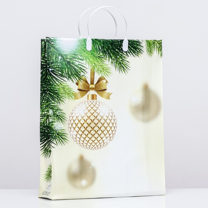 Новый год. Пакет Новый год. Пакет "Белый игрушки", мягкий пластик, 42х32 см.