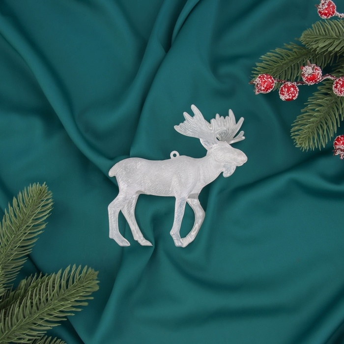 Украшение ёлочное Украшение ёлочное "Олень перелив" 12х11,5 см, белый