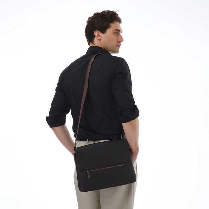 Сумка мужская деловая TEXTURA, длинный ремень, цвет коричневый Сумка мужская деловая TEXTURA, длинный ремень, цвет коричневый