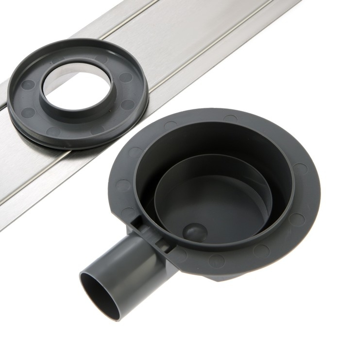 Трап ZEIN, c флaнцeм свободного вращения 360°, 7х120 см, d=40/50 мм, нерж. сталь, сатин