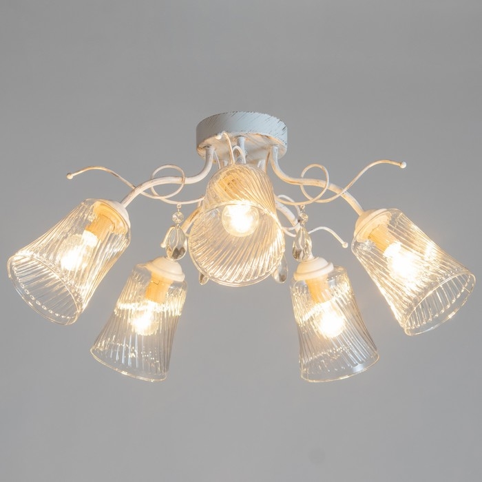 Люстра Люстра "Глория" 5xE14 40Вт белый с золотой патиной 61,5х61,5х27 см BayerLux