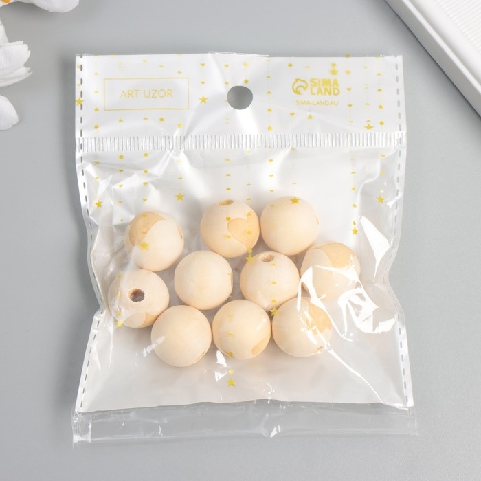 Бусина дерево для творчества Бусина дерево для творчества "Круглая. Сердце" d=1,8 см набор 10 шт