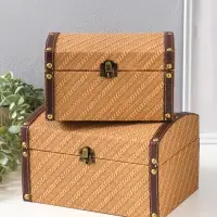 Шкатулка дерево "Диагональ" охра набор 2 шт 19х13,5х12 23х17х14 см
