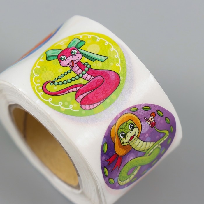 Наклейка бумага Наклейка бумага "Змейки" d=2,5 см 252 шт в рулоне