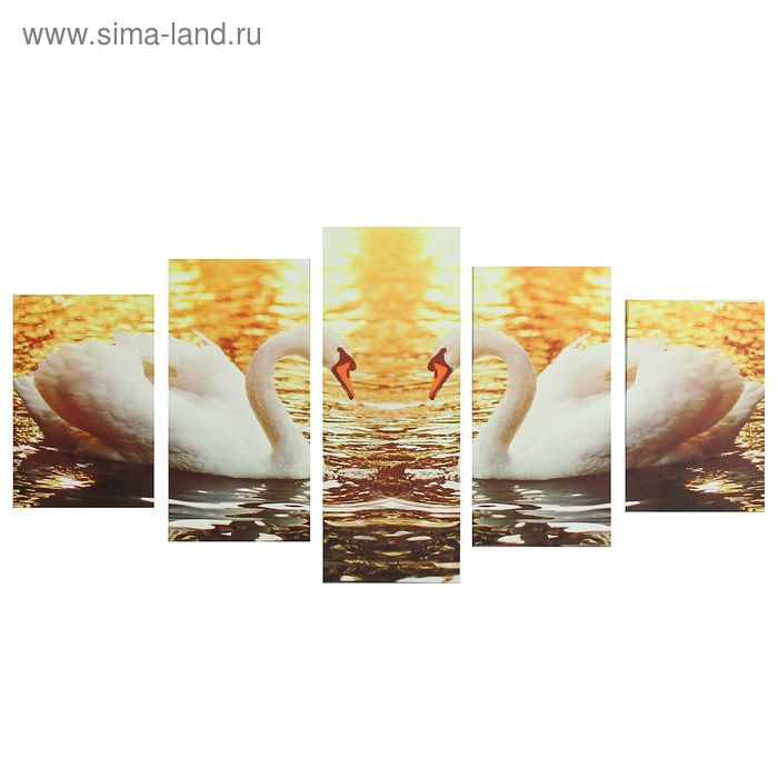 Картина модульная на подрамнике  Картина модульная на подрамнике "Лебеди" 2-20х30; 2-20х40; 1-20х50, 50*110 см
