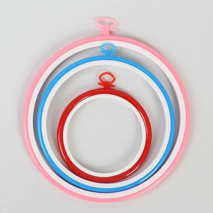 Пяльцы для вышивания с подвесом, d=12/17/21 см, 3 шт., разноцветные