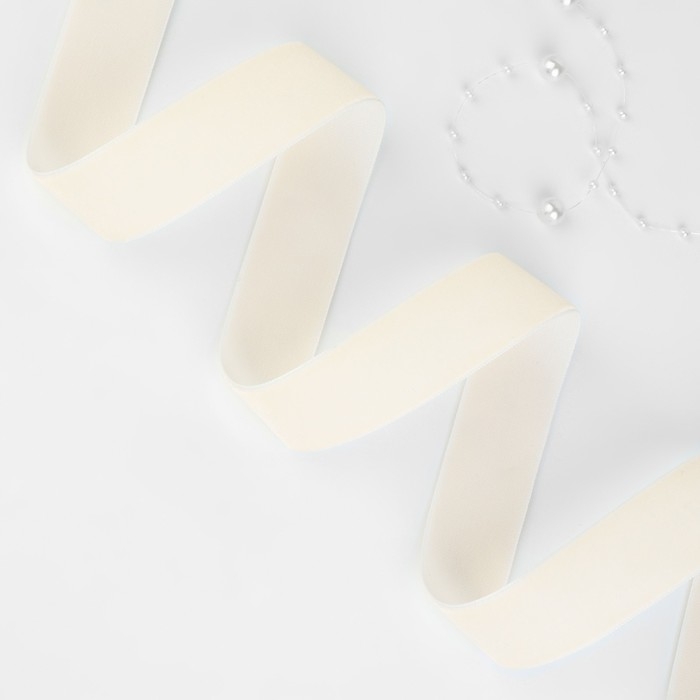 Лента бархатная, 25 мм, 18 ± 1 м, цвет молочный №08