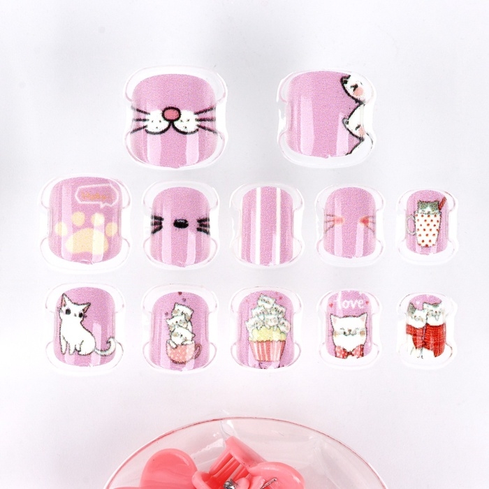 Детские накладные ногти «Милахи», 12 шт, набор с браслетом и заколками Детские накладные ногти «Милахи», 12 шт, набор с браслетом и заколками