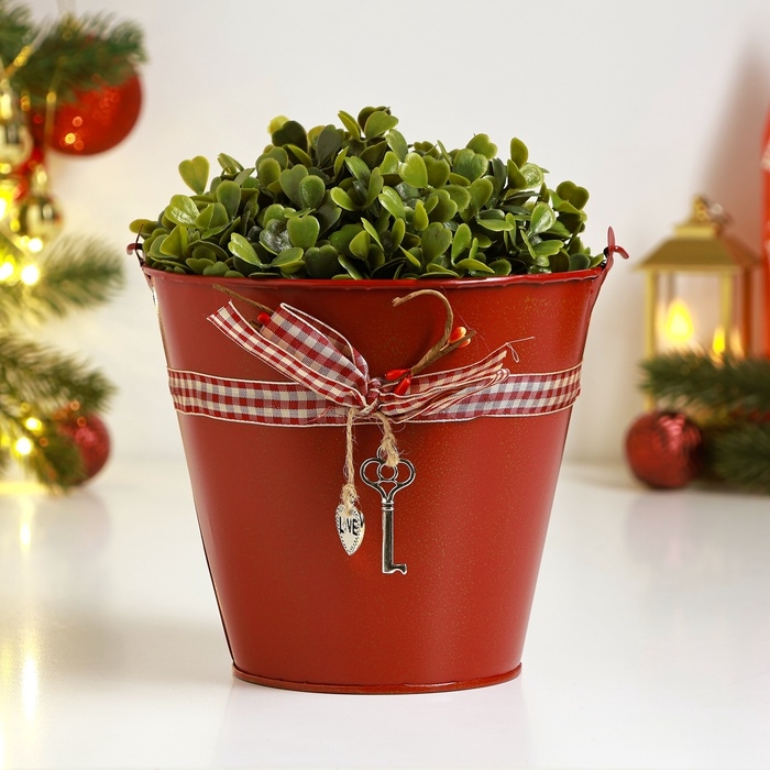 Кашпо Кашпо "Ведерко Рустад" красное, 15х15х14см