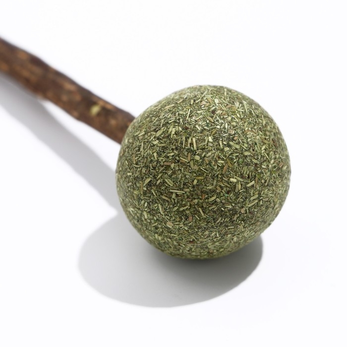 Игрушка для кошек из кошачьей мяты  Игрушка для кошек из кошачьей мяты "Леденец" на палочке из мататаби, 13 см