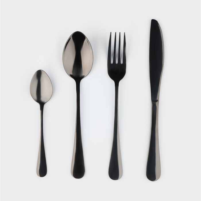 Столовые приборы из нержавеющей стали Magistro, 24 предмета, цвет чёрный Столовые приборы из нержавеющей стали Magistro, 24 предмета, цвет чёрный