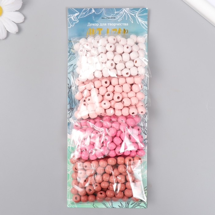 Набор бусины для творчества дерево Набор бусины для творчества дерево "Пыльная роза" d-0,8 см, 4 цвета х 15 гр