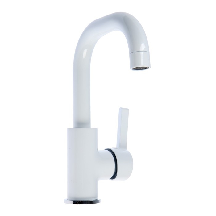 Смеситель для раковины Accoona A9687G, однорычажный, длина излива 139 мм, белый Смеситель для раковины Accoona A9687G, однорычажный, длина излива 139 мм, белый