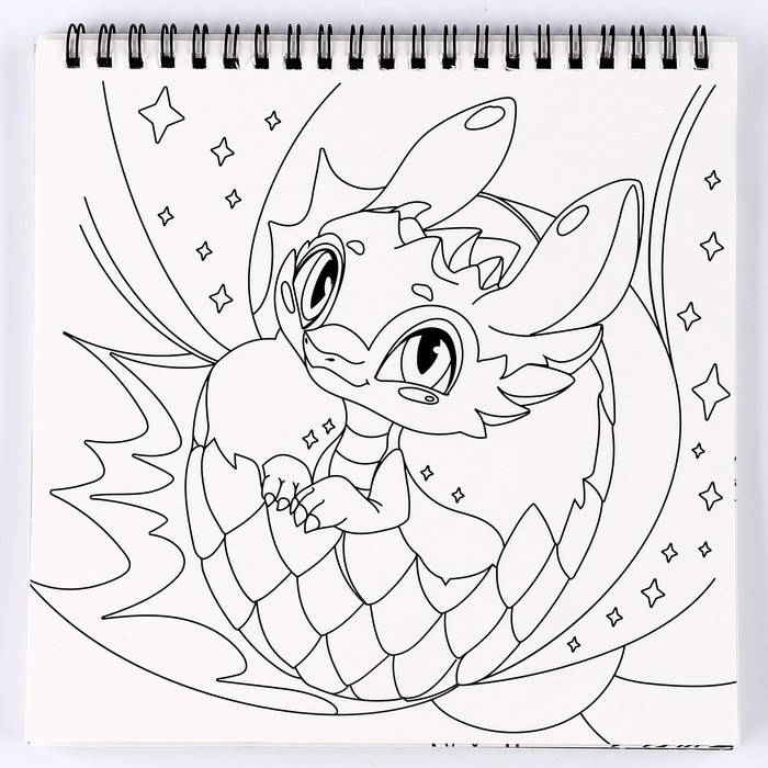 Блокнот гравюра - раскраска на новый год «Драконы в реальном мире», 19 х 19 см