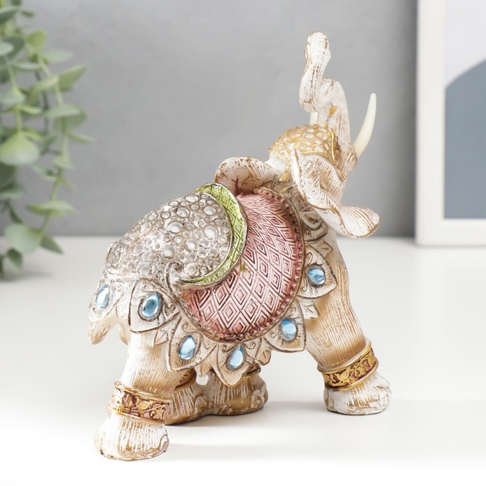 Сувенир полистоун Сувенир полистоун "Слон в попоне с сапфирами" под дерево 14х16х7,5 см
