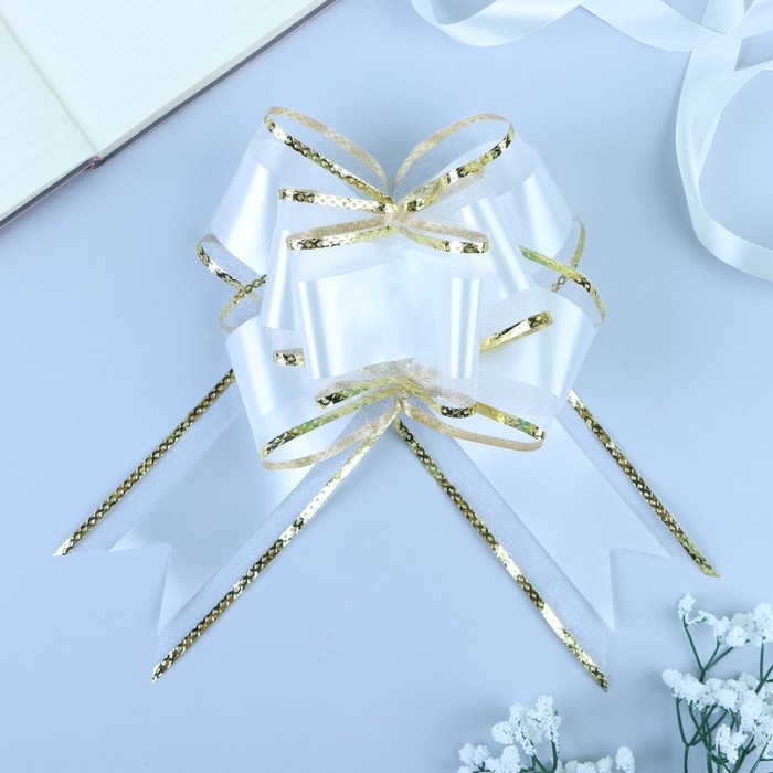 Бант-бабочка №7 Бант-бабочка №7 "Золотая полоса", белый