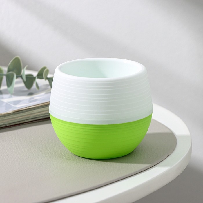 Горшок для цветов с поддоном «Япония», 125 мл, d=8 см, h=6,5 см, цвет белый-фисташковый Горшок для цветов с поддоном «Япония», 125 мл, d=8 см, h=6,5 см, цвет белый-фисташковый