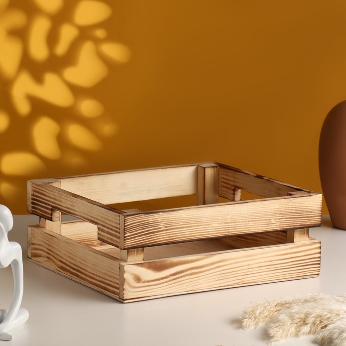 Кашпо деревянное двуреечное, обжиг 25х22х9 см натуральный Кашпо деревянное двуреечное, обжиг 25х22х9 см натуральный