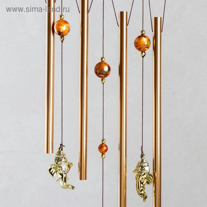 Музыка ветра+ловец снов Музыка ветра+ловец снов "Голова Ганеши в круге" 4 трубки 52 см