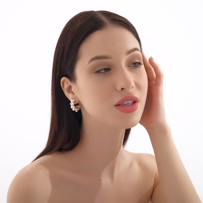 Серьги с жемчугом «Лунная тропа», цвет белый в золоте Серьги с жемчугом «Лунная тропа», цвет белый в золоте