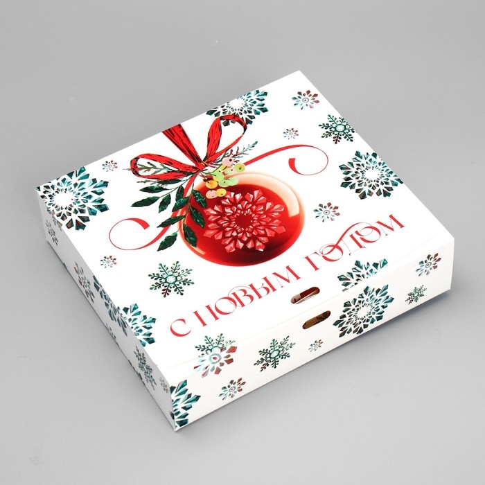 Коробка подарочная новогодняя складная «Снежинки», 20 х 18 х 5 см, БЕЗ ЛЕНТЫ, Новый год Коробка подарочная новогодняя складная «Снежинки», 20 х 18 х 5 см, БЕЗ ЛЕНТЫ, Новый год