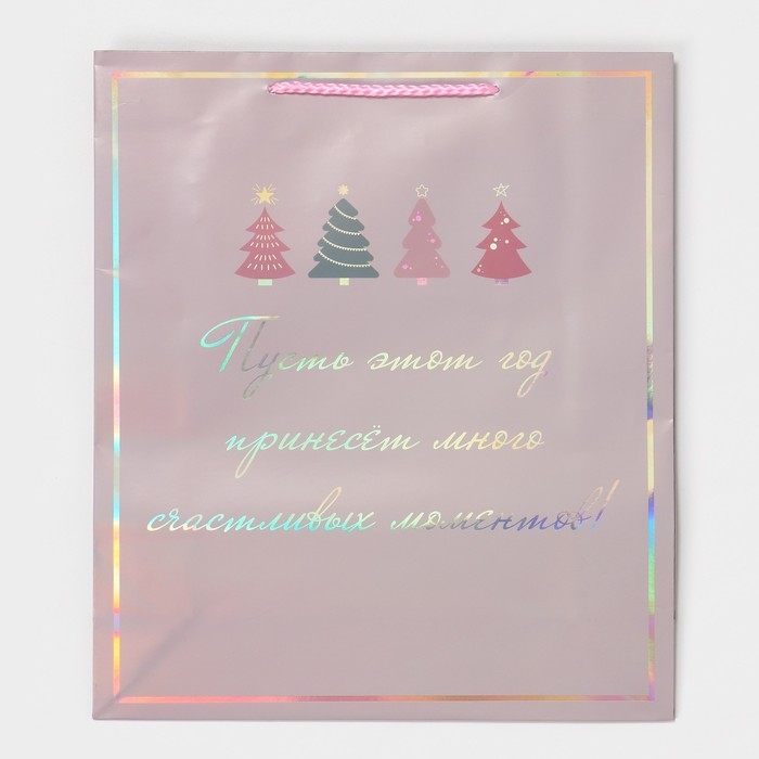 Пакет голографический вертикальный «Моменты», 26 х 32 х 9 см, Новый год Пакет голографический вертикальный «Моменты», 26 х 32 х 9 см, Новый год
