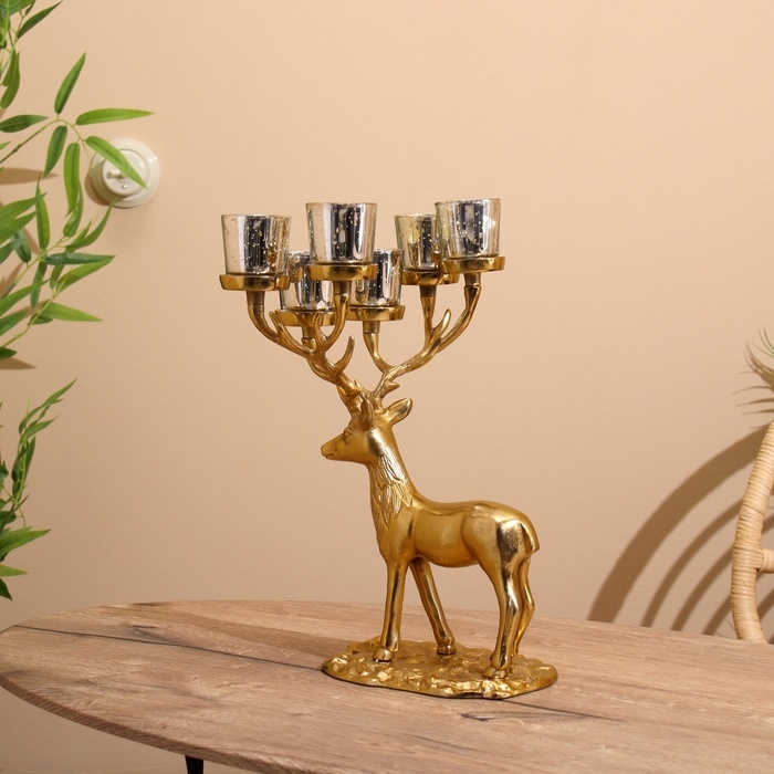 Подсвечник на 6 свечей  Подсвечник на 6 свечей "Олень" алюминий 23х28х41 см