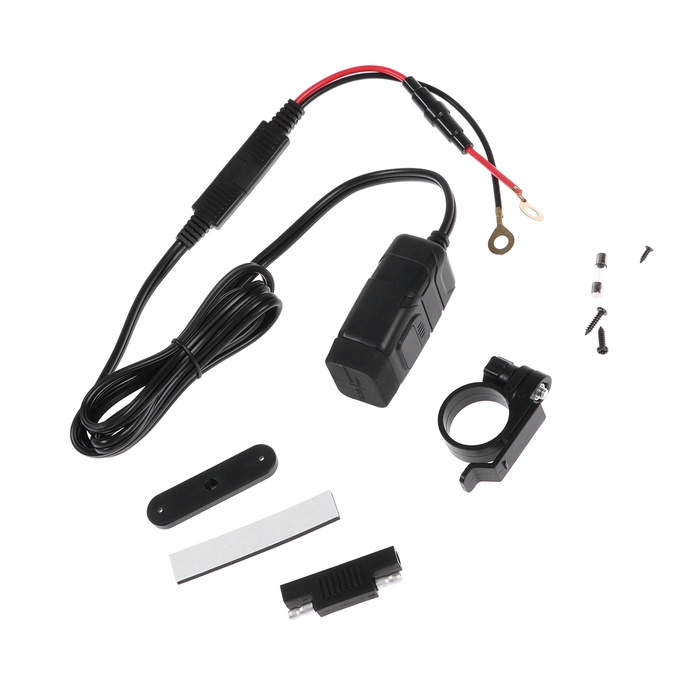 Зарядное устройство на руль мото с тумблером, USB + 3.0 Type-C, провод 40 см Зарядное устройство на руль мото с тумблером, USB + 3.0 Type-C, провод 40 см