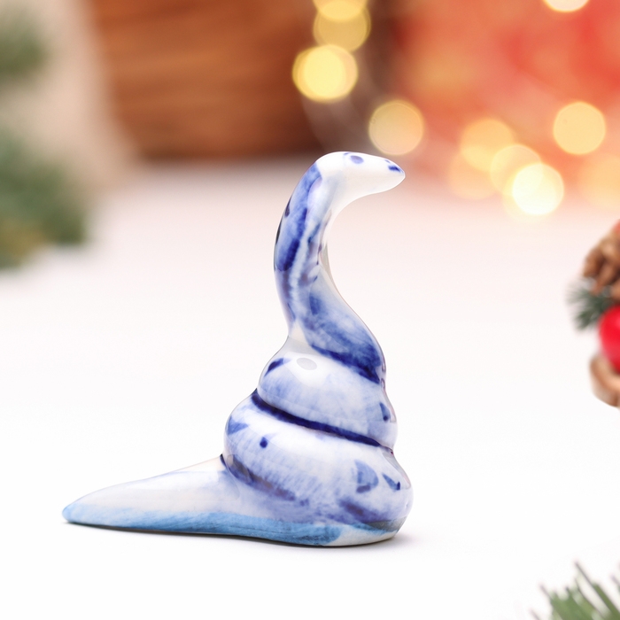 Новый год. Сувенир символ года 2025 Новый год. Сувенир символ года 2025 "Змея Жужа", гжель, 5,5 см