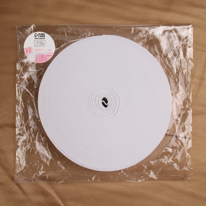 Резинка вязаная, 25 мм, 25 ± 2 м, цвет белый Резинка вязаная, 25 мм, 25 ± 2 м, цвет белый