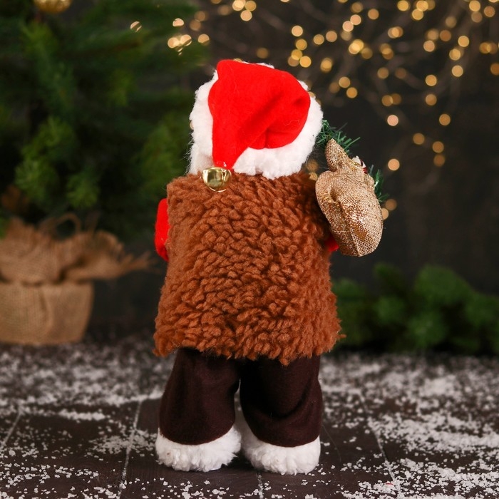 Дед Мороз  Дед Мороз "В красном тулупе, с колокольчиком/ фонарик" двигается, ботинки светятся, 13х28 см