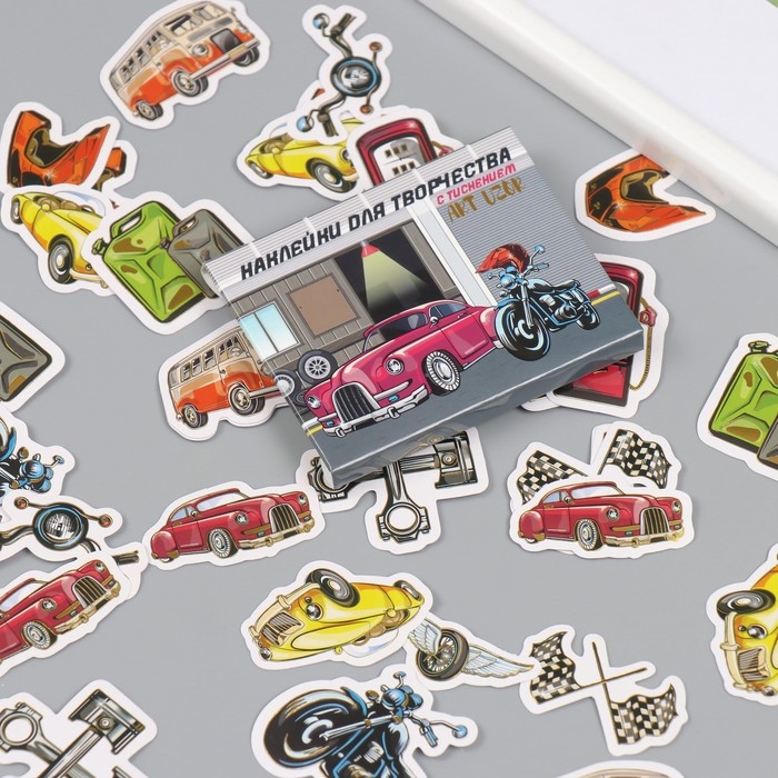 Наклейки для творчества Наклейки для творчества "Адреналин и скорость" тиснение серебро набор 48 шт 9х7х0,8 см