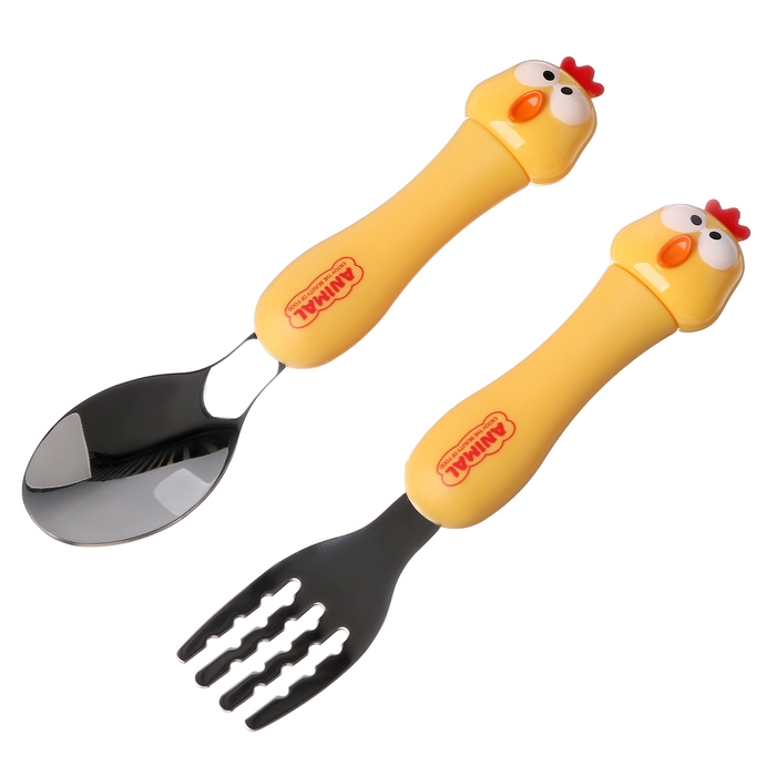 Набор детских столовых приборов в футляре «Курочки», вилка, ложка Набор детских столовых приборов в футляре «Курочки», вилка, ложка