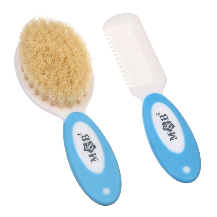 Набор расчесок с нейлоновой щетиной М&В, цвет голубой Набор расчесок с нейлоновой щетиной М&В, цвет голубой