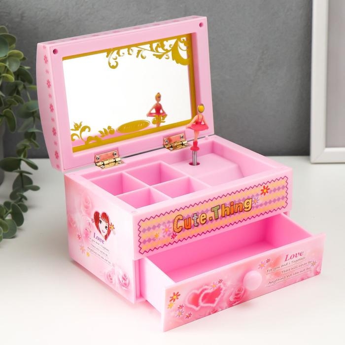 Шкатулка музыкальная с ящиком девичьи секретики 15*11*10 см Шкатулка музыкальная с ящиком девичьи секретики 15*11*10 см